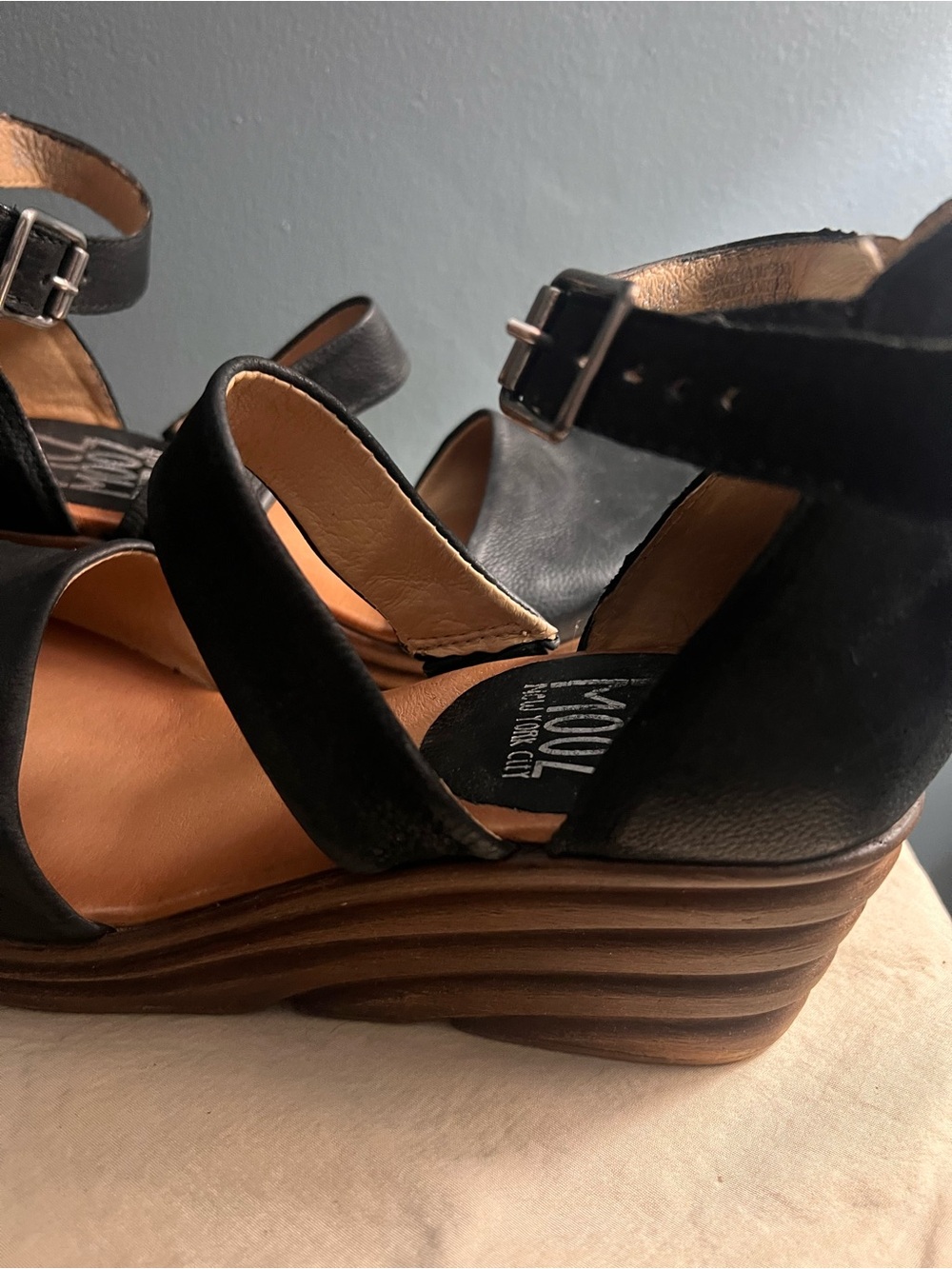 Miz Mooz Black leather Wedge Sandals size 39